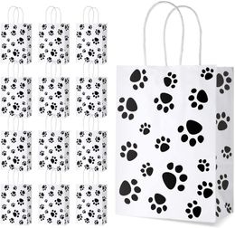 12 pièces sac en papier en forme de chien avec poignée Cookie bonbons emballage cadeau sacs décor de fête de mariage chiot anniversaire CX220423