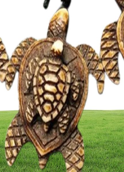 12 pièces bijoux de mode Imitation Yak os sculpture tortues pendentif cordon réglable collier 62734912544131