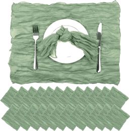12 pc's gaas tafel servetten 20x20 inch zachte kaasdoek gerimpelde dinervinten voor bruiloften feestreceptie jubileum 240419