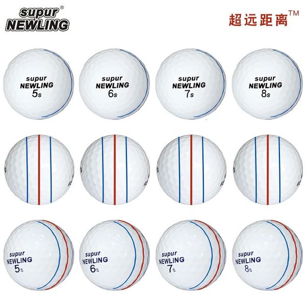 12 Uds pelotas de Golf Supur ling Triple pista de larga distancia 3 piezas pelota de Golf 3 líneas marca juego Ball Drop Ship 240129