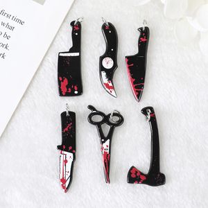 12 pièces gothique couteau sanglant breloques ciseaux hache sang acrylique Halloween arme forme bijoux résultats pour boucle d'oreille collier bricolage