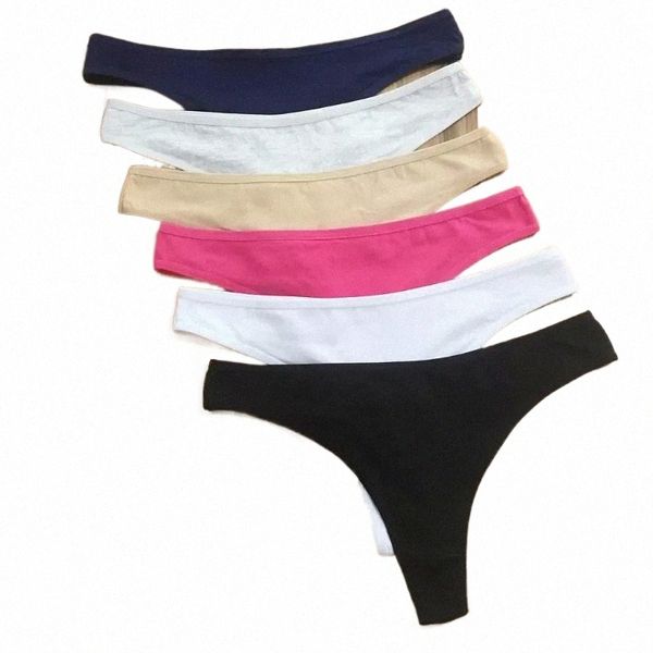 12 PCS Señoras Bragas Tallas grandes Mujeres Sexy G-String Lencería Femme Mujer Tangas T-Back Ropa interior femenina Algodón Panty Tanga Mujer R9lE #