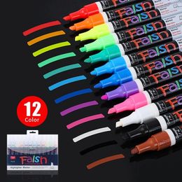 12 pcs marqueurs de craie liquide stylos effaçables couleurs surligneurs LED tableau d'écriture verre néon stylo tableau noir fenêtres 231220