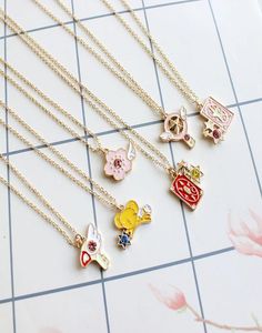 12 PCS Lot Fashion Jewelry items Metaal Email Card Captor Sakura Star Wand Pendant Necklace2253707