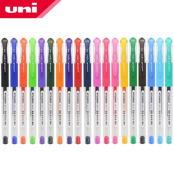 12 Unids / lote Mitsubishi Uni Um-151 Ball Signo Gel Ink Pen 0.38 mm Bolígrafos 20 selección de colores Suministros de escritura al por mayor Y200709