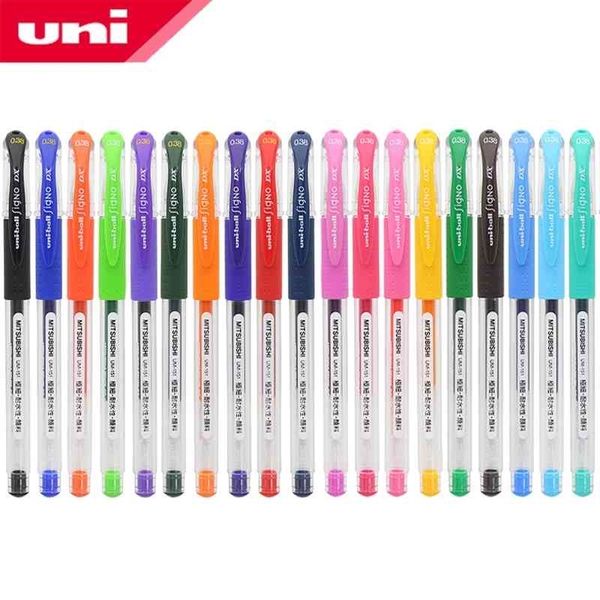 12 Unids / lote Mitsubishi Uni Um-151 Ball Signo Gel Ink Pen 0.38 mm Plumas 20 selección de colores Suministros de escritura al por mayor 210330