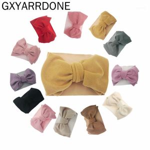 12 pcs / lot velours arcs turban bébé fille bandeaux headwraps doux nouveau-né coiffure enfant en bas âge mignon gros noeud arc diademas bandeau1