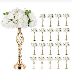 12 Stuks Metalen Bloemstuk Stand Bruiloft Bloem Centerpieces Stand 20 Inch Hoge Elegante Metalen Bloemenvaas Gouden Kandelaar