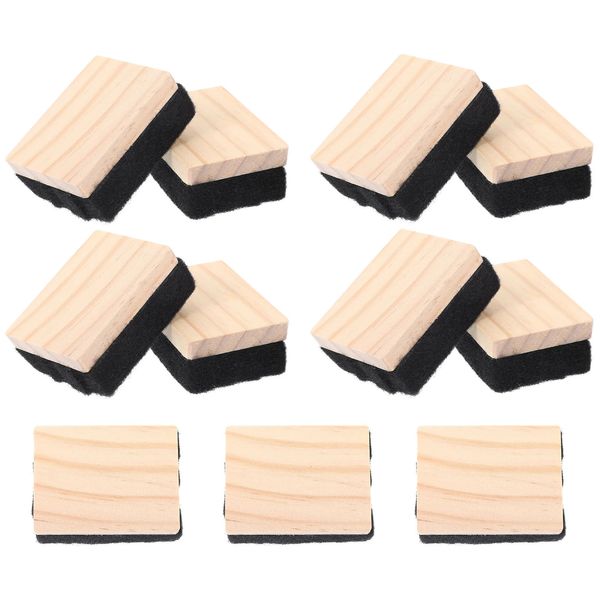 12 Uds Mini borrador de pizarra para tiza blanca plumero de pizarra pequeña madera rs niños de madera 240227