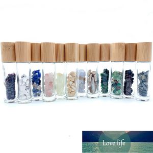 12 stks natuurlijke edelsteen roller fles bamboe hout deksel turquoise etherische olie fles cosmetische verpakking P289