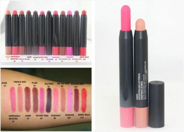 12 pièces nouveau maquillage brevet vernis à lèvres crayon velours mat rouge à lèvres crayon 23g3979096