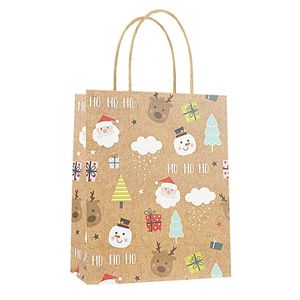 12 Pcs Nouvel An Papier Kraft Sacs-cadeaux Faveurs De Noël Shopping Sac D'emballage Présent Paquet Père Noël Sacs-cadeaux T200115