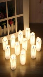 12 pc's van LED elektrische batterij aangedreven groenlicht kaarsen warm wit vlamloos voor vakantiewedding decoratie5505298