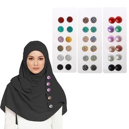 12 pièces paquet de 12 musulman multi-usage strass magnétique écharpe broche ronde Hijab broches Kit magnétique épingles de sûreté musulman Jewelry248Z