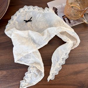 12 PCS Pack White Hair Bandana Boho Leaf gebreide hoofd sjaal Kerchief elegant kanten nekchief mode -accessoire