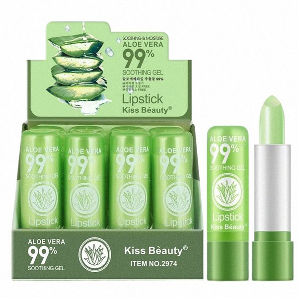 12 unids / set e vera lápiz labial tinte de labios Cambio de color Bálsamo labial teñido Aloe Vera Hidratante Lg Bálsamo labial duradero al por mayor k5jQ #