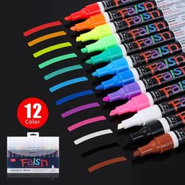 12 PCS Set Liquid Chalk Marker Pennen Uitschikbare multi -gekleurde markeerstiften LED Schrijfbord Glas Window Art 8 kleuren Marker Pens 240423