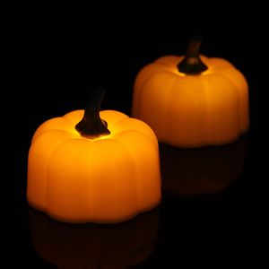 12 stks / set Mini LED Pumpkin Candles Halloween Flamless Candles voor Halloween Party Woondecoratie
