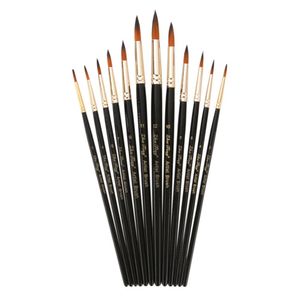 12 PCS/SET Professionele kunstenaar Paintborstel Acryl Acryl Aquarel Olie Painting Tool Volume voor detail Essentiële rekwisieten Painting Art