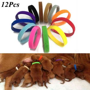 12 stks / set Puppy Pasgeboren Huisdieren Identify Collars Verstelbare Nylon Kleine Hondhalsbanden Kitten Ketting Whellen Puppy Collars