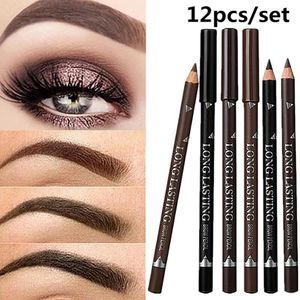 12 pièces/ensemble crayon à sourcils imperméable à l'eau sourcils précis noir blond brun stylo à sourcils maquillage longue durée 3 couleurs cosmétique