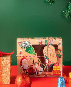 12 PCS Transparant Window Christmas Boxes Biscuit Dessert Packaging Cake Candy Storage Case Nieuwjaar Festival Geschenken Wikkelbox5558140