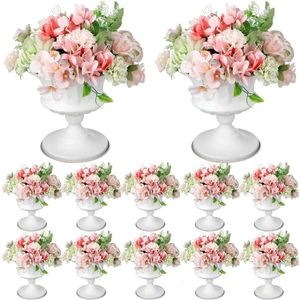 Vases à compote en métal, 12 pièces, pour centres de table, urne à fleurs, petit piédestal, trompette, décorations pour la maison gratuites, 240306