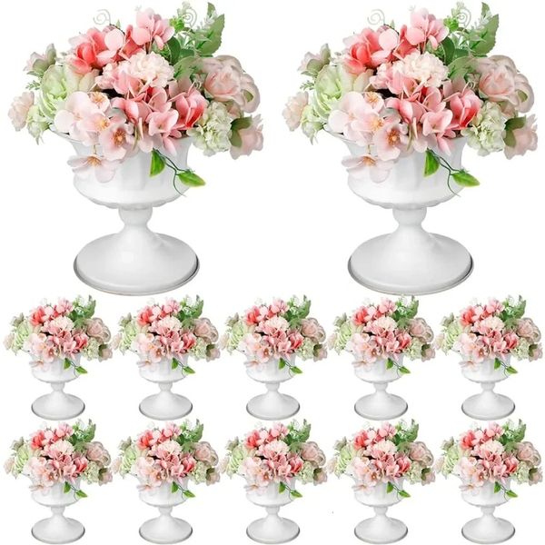 Vases à compote en métal, 12 pièces, pour centres de table, urne à fleurs, petit piédestal, trompette, décorations pour la maison gratuites, 240306