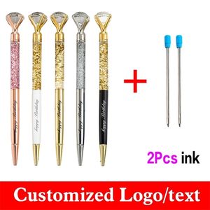 12 PCSSet gouden krijt Krijg 2 inkt Diamond Ballpoint Metal Advertentie Geschenkpen Student Prijs aangepast briefpapier Groothandel 220712