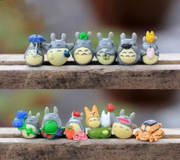 12 piezas Set My Neighbor Totoro Decoraciones de jardín Mini figura DIY Moss Micro Paisaje Juguetes Nuevo jardín de hadas miniaturas decoración de resina1363276