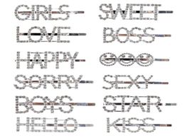 12 PCSSet Sweet Girls Pony Word Clip Shiny Letter Strass Haarspeld Set Women Hair Accessoires Sieraden2688494
