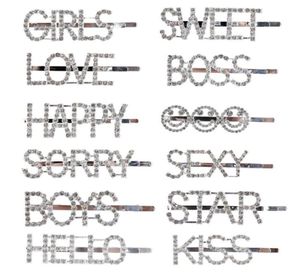 12 PCSset Sweet Girls Bangs Clip de mots Shiny Lettre en épingle à cheveux Set Femme Femmes Accessoires Hermellerie2014750