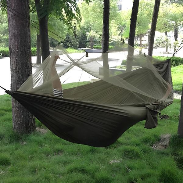 Hamac de Camping en plein air pour 12 personnes, avec moustiquaire, lit-balançoire Parachute haute résistance pour 240109