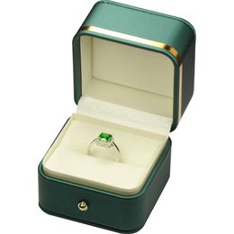 Boîte d'anneau de pack en vrac en gros de 12 pièces pour engagement de proposition de mariage pour les hommes Femmes Luxury Touch Soft Toum Premium Green Color Pu Le cuir Ring Boîte