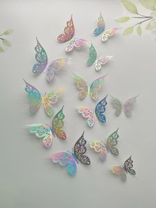 12 pièces 3D Hollow Butterfly Sticker Chador Chamor Room Home Decoration Paper 240424