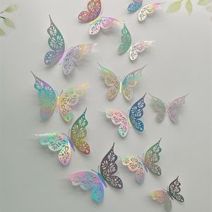 12 pièces 3D Hollow Butterfly Sticker Bouconnage Salon Home Decoration Papier Papier Y240424