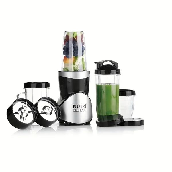 Licuadora personal Bullet de 12 piezas, 350 W, con 1 base de alimentación, 2 cuchillas, 2 tazas, 1 taza, 1 botella Go y 1 tapa de pico, 2 anillos de taza Comfort, 2 tapas sólidas, sin BPA,