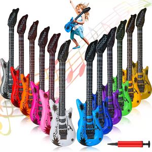 12 pièces/lot guitare gonflable 36 pouces sauter couleurs assorties faux accessoires guitares Rock Star électrique i0407