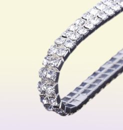 12 piezas lotes 110 pulseras plateadas de plata Cristal Rhinestone elástico Bracelet de brazalete el estiramiento de boda entera F3960329