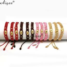 12 pièces bracelet tressé en fil de nylon Sanit Jude et Vierge Marie peuvent être offerts en cadeau et peuvent prier de nombreuses couleurs au choix 240313