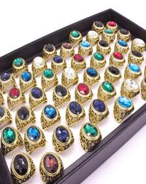 12 piezas de lote nueva moda ahueca hacia fuera elegante anillo Vintage para hombres y mujeres anillos de acrílico brillantes Whole5906286