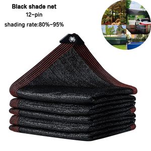12 broches Noir Sunshade Net Anti-UV Balconie Balcon Couvre-ombre Net Net Outdoor Pergola Piscine Piscine Sunshade Net Tissu 240507
