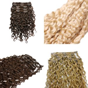 12 28 grade 10a 8pcs 100g 120g pleine tête clip bouclé profond dans les extensions de cheveux humains vague profonde noir brun blond