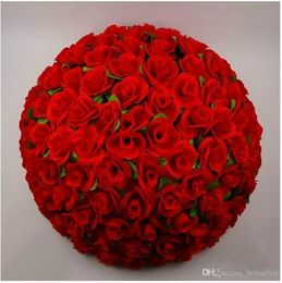 12 "30CM Grande Taille Embrassant Boules Cryptage Artificiel Rose Soie Fleur Boule Ornement pour Mariage Festival Célébration Décoration