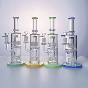 11 pouces Mobius Stereo Matrix Perc Heady Glass Water Pipes Hookahs 14mm Female Joint 5mm Thick Recycler Birdcage 4 Couleurs Oil Dab Rig
