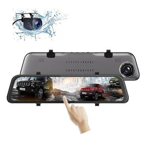 Pantalla completa IPS de 12 pulgadas, carcasa de metal súper delgada, espejo de vídeo DVR para coche, caja negra para coche, resolución 2K + 1080P, ángulo de visión amplio de 170°+140°