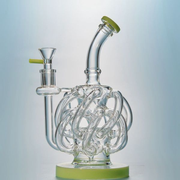 12 Tubo reciclador Cachimbas Súper ciclón Agua Bong de vidrio con Vortex Recycler Dab Rigs Pipas de agua Accesorios para fumar XL137