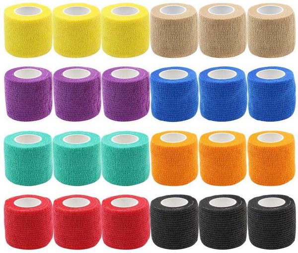 12 Roll Cohesive Bandage Tape Vet Enveloppe auto-adhérente enveloppe pour les premiers soins médicaux Sports Blessures de poignet et gonflement Q7147433