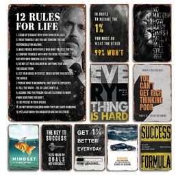 12 Regels voor het leven Citaat metaal teken Plaque metaal vintage motiverende slogans tin bord home decor grappige decoratieve metalen poster muur decor schilderen 30x20cm w01