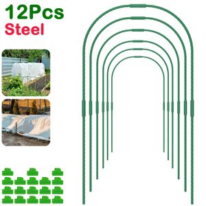 12 set de acero invernadero planta aros duradero reutilizable bricolaje de plántulas soporte para el túnel de cultivo de hortalizas de jardín 240329